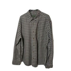 Eddie Bauer Men's Brown Plaid Button Down Long Sleeve Shirt Size XL 100% Cotton